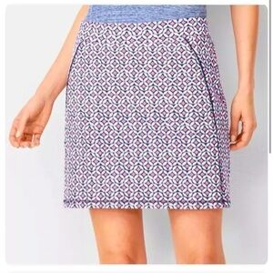 TALBOTS Pink White Navy Geometric Skirt Pockets Shorts underneath NWT plus size